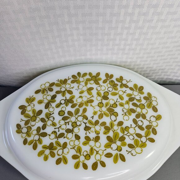 Vintage Pyrex divided baking dish in green print Great Condition - Picture 6 of 11